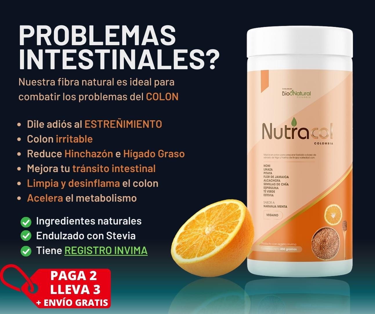 NUTRACOL Fibra Natural Para La Salud Digestiva, Sin azúcar. 1 Tarro dura 1 Mes.